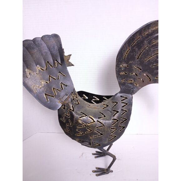 Vintage Rustic Metal Rooster Chicken Handmade Outdoor Tealight Candle Holder - Picture 8 of 15